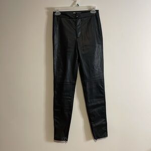 Rock N Roll Glam Pants Edgy Vegan Leather XS Zara Black Zip Moto Contemporary